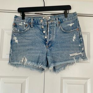 Agolde Light Blue Distressed Jean Shorts